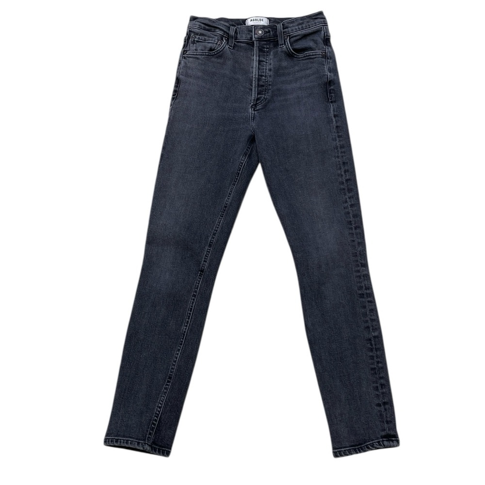 AGOLDE Nico Dark Gray Skinny Jeans Ankle Crops Button Fly Size 24